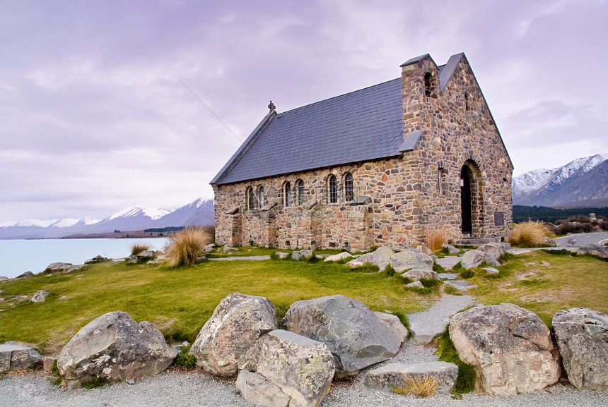 良好牧人教会教堂宗教旅游历史性天空小路山脉历史观光风景图片