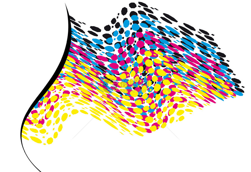 why CMYK 复制空间水平的点三色装饰品波浪状黄色海浪创造力卷曲青色插图漩涡图片