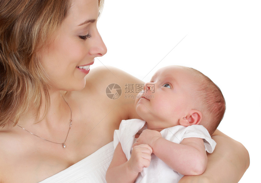 抚养婴儿的母亲家庭白色母性女孩孩子新生微笑拥抱生活童年图片
