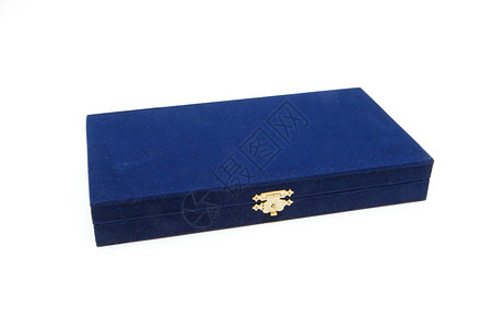 闭闭的深蓝色天鹅绒棺材 与金锁隔绝白色矩形盒子工艺礼物贮存纪念品蓝色案件背景图片
