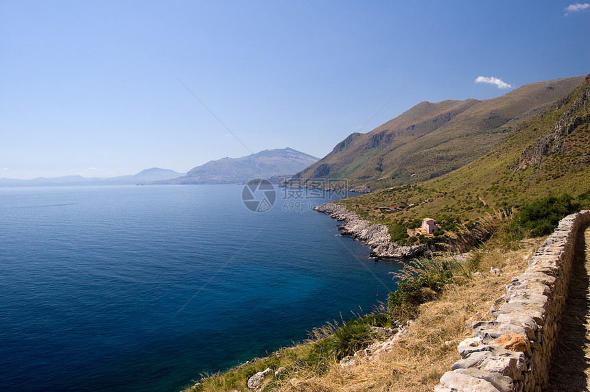 地中海海环流海岸支撑爬坡海湾全景岩石成本风景图片