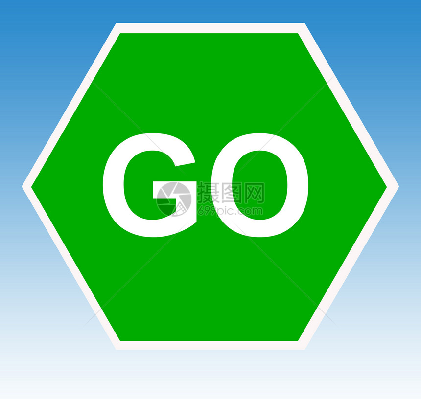 绿色去标志沟通交通说明操作插图六边形商业指示牌天空蓝色图片