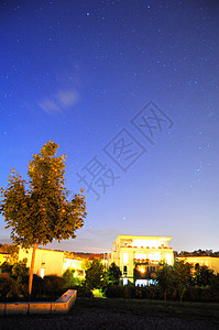 夜夜天空天体物理学宇宙城市建筑房子天堂乳白色星星背景图片