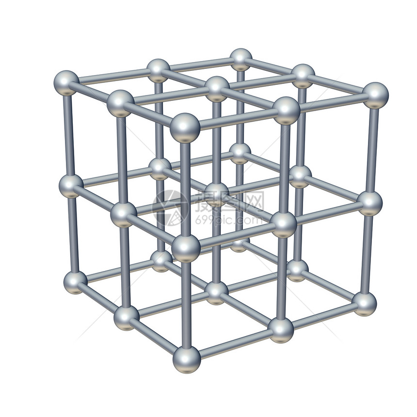 3d 立方体模型白色插图物理科学金属网格盒子空间化学亲和力图片
