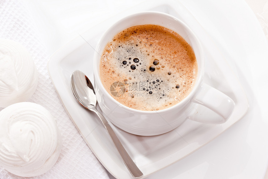 咖啡白色勺子食物杯子甜点图片
