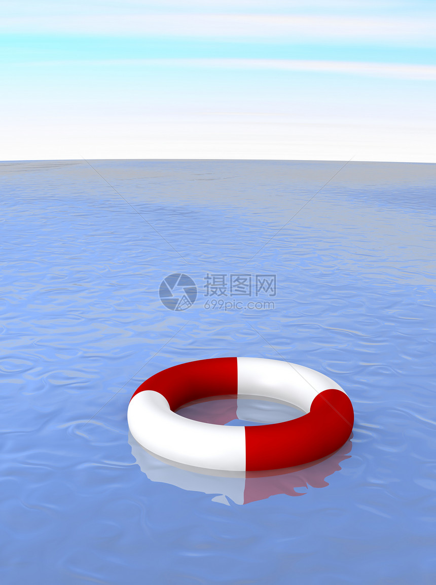 海洋中的生命环救援香椿天空救生圈浮标灰色插图白色红色戒指图片