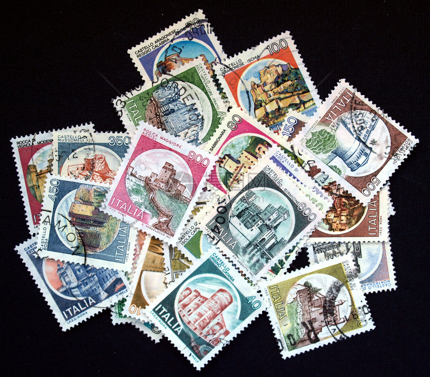 意大利邮票空气空邮城堡商业信封邮资船运邮件建筑学仪表图片