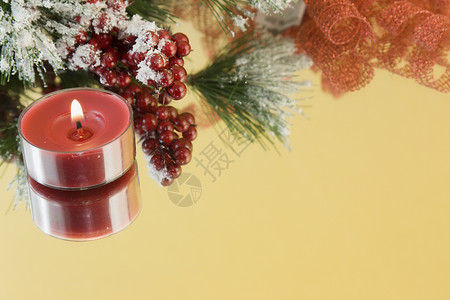 红圣诞茶茶 点蜡烛背景图片