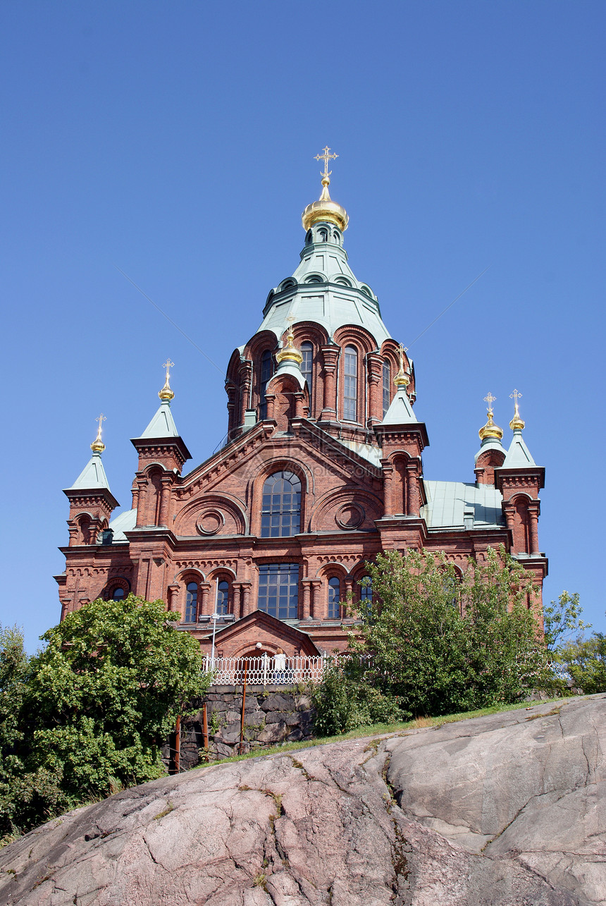 Uspenski大教堂 赫尔辛基旅游宗教祷告建筑吸引力历史性蓝色天空游客晴天图片