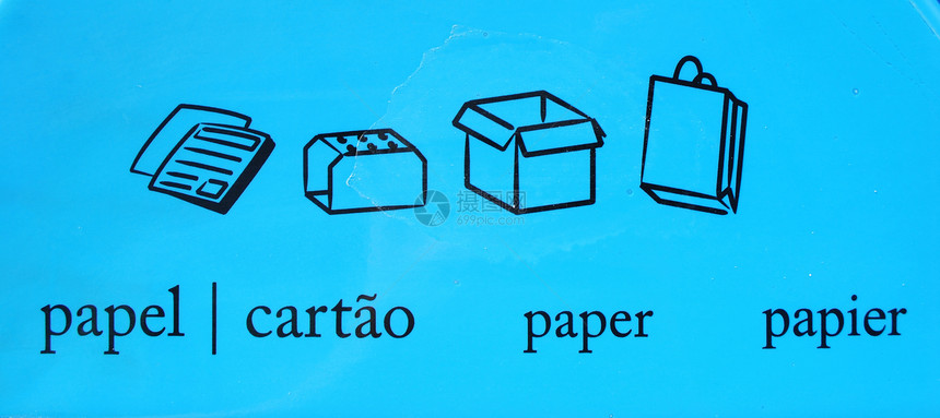 不同语言的纸张回收符号(使用不同语言)图片