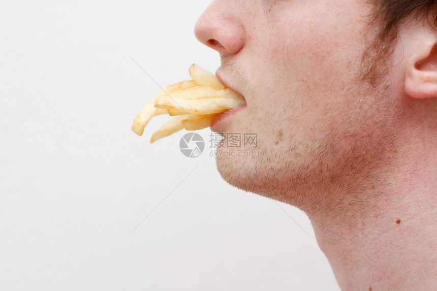 饮食不健康薯条肥胖疾病脂肪食物油炸男性饥饿图片