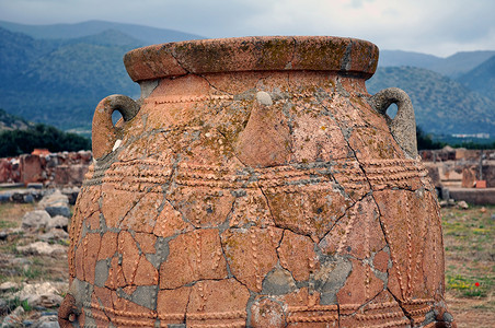 兹瓦尔特诺茨考古遗址古董花瓶 米诺安宫 马利亚考古遗址背景