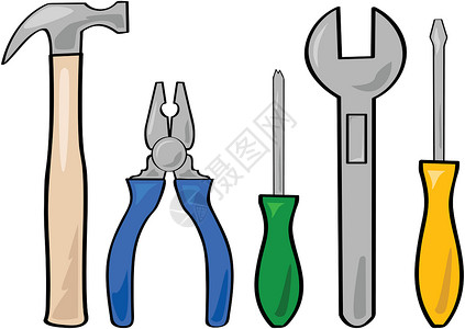 飞利浦工具卡通片扳手家庭插图承包商钳子维修螺丝刀锤子插画