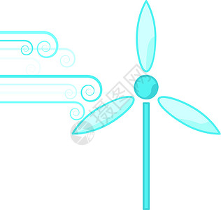 风能涡轮绿色蓝色卡通片活力生态插图背景图片