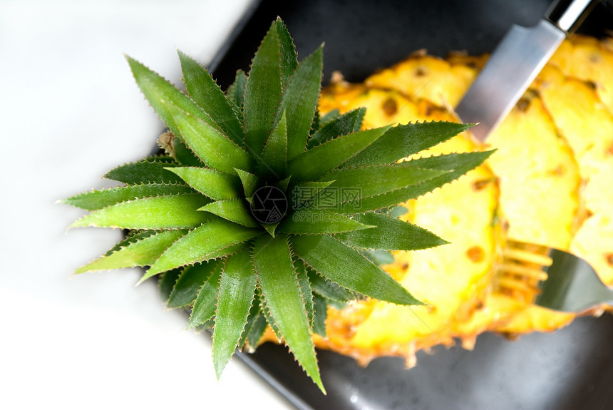 菠萝水果盘子橙子小吃植物食物美食叶子饮食热带图片