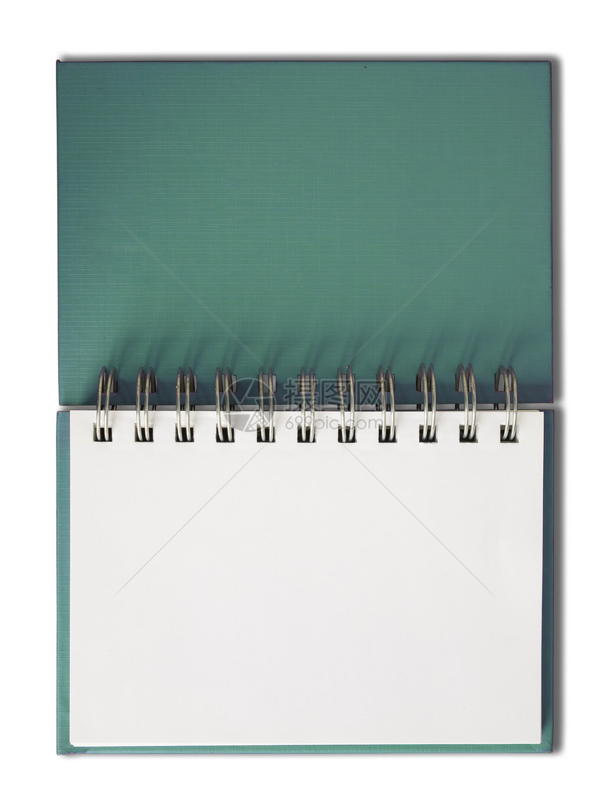 笔记本水平单空白页商业文档写作日记学习螺旋床单角落办公室卷曲图片
