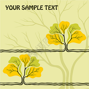 树树背景叶子植物插图曲线框架生长滚动背景图片