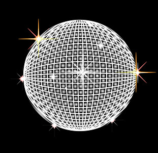 迪斯科反射球镜子插图聚光灯反思白色反光板夜店背景图片