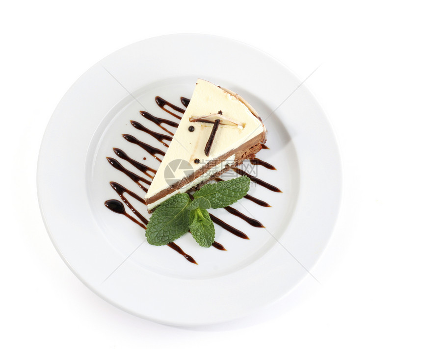 蛋糕白色食物庆典绿色诱惑叶子糖果甜点美食巧克力图片