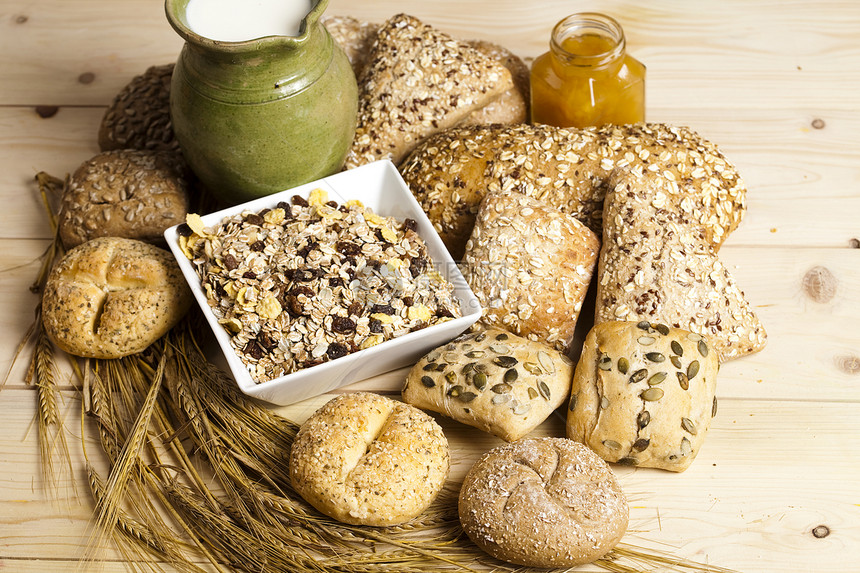 面包构成烹饪面团饮食农民厨房大麦早餐食物谷物农业图片