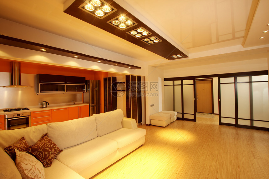 公寓木地板窗帘房间奢华座位时尚财富风格地面家具图片