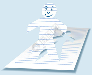 纸造纸工插图蓝色微笑男人男性折叠纸人高清图片