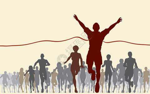 人群奔跑完成行赛跑者成人终点团体竞技运动人群冠军插图运动员设计图片