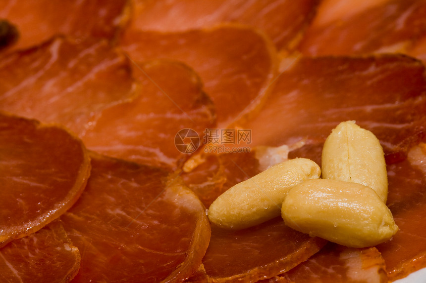 Iberian 猪肉肠腰部营养花生红色食物猪肉美食图片
