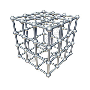 3d 立方体模型空间化学品网格科学金属面体化学插图白色物理背景图片
