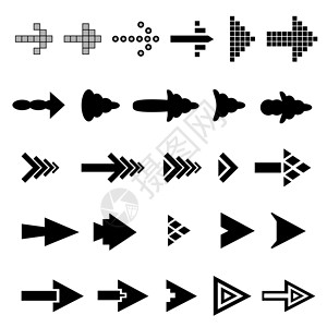 一组 25 箭箭形形状变异白色电脑设计网页黑色正方形互联网插图三角形指针背景图片