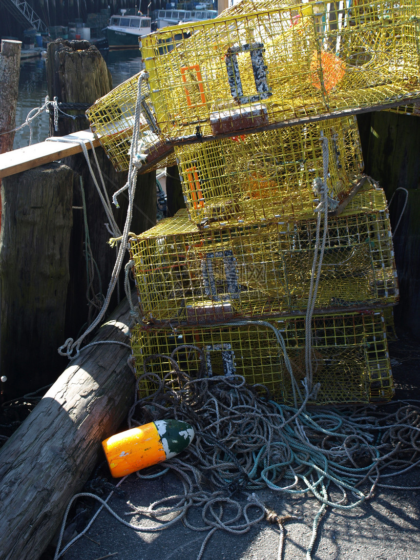 龙虾陷阱码头工作海洋港口图片