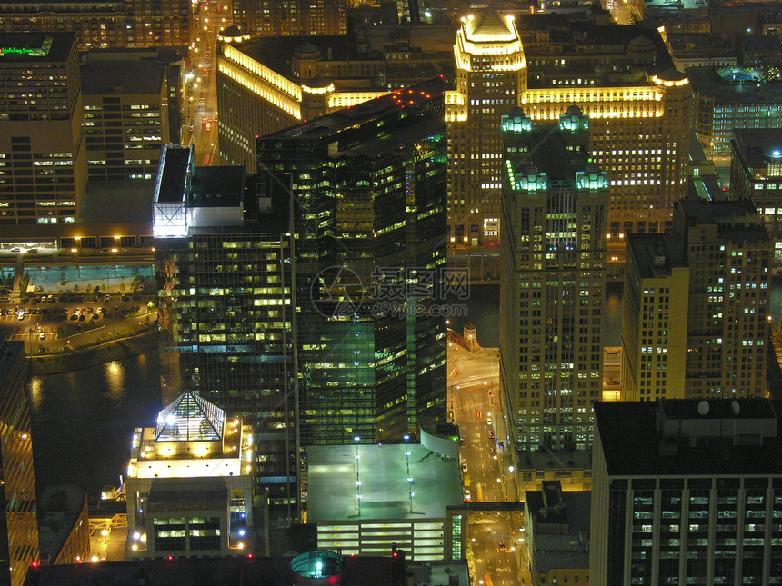 芝加哥空中观察支撑足球摩天大楼街道景观天际旅行场地建筑物反射图片