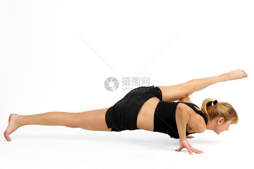 练习耐力幸福微笑身体女性力量行动瑜伽训练金发图片