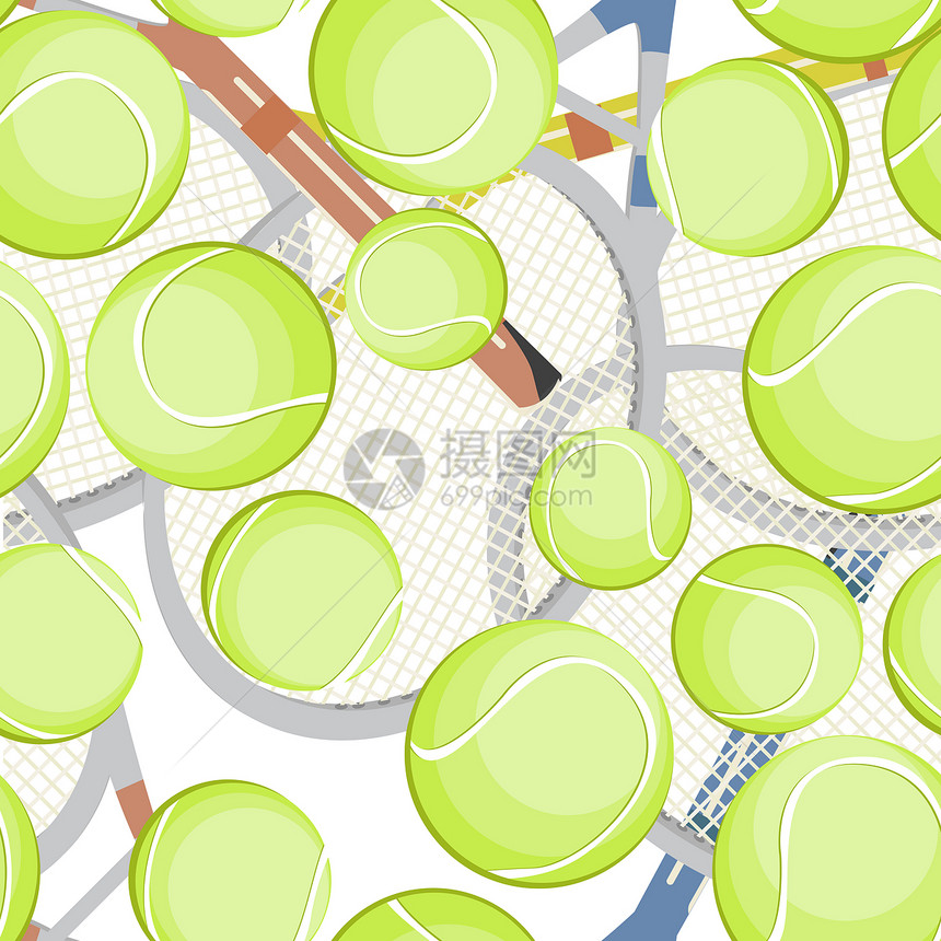 网球模式运动风格属性游戏装饰球拍设计绿色插图图片