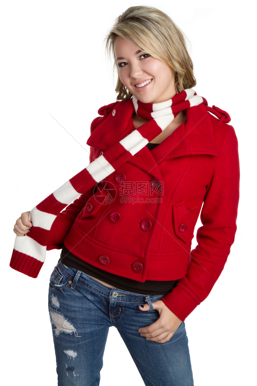 冬季时装女孩拉丁外套青少年喜悦女性冒充女士衣服牛仔布围巾图片