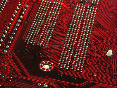 计算机母板 6电脑电路连接器红色桌面笔记本芯片背景图片