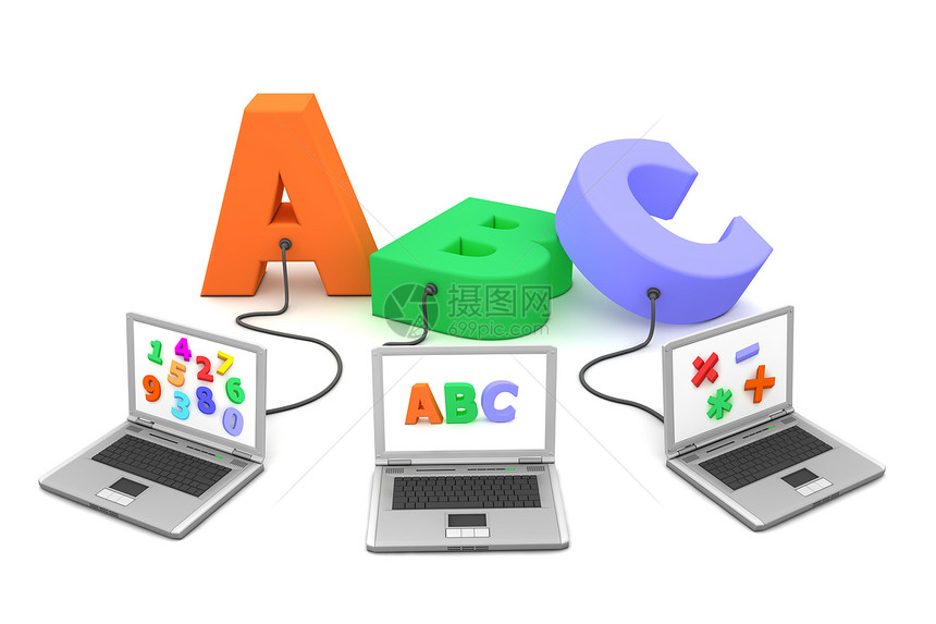 多线至 ABC游戏电缆学校公司乐趣电脑学习字母笔记本教育图片