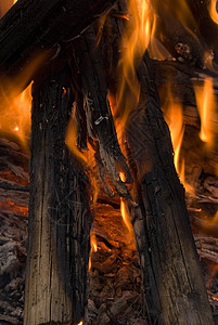 火燃烧木头火焰烧伤背景图片