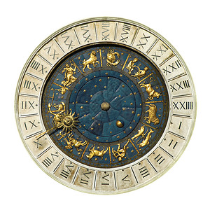威尼斯时钟塔维琴文化癌症古物时间星座旅行十二生肖天文学大理石背景图片