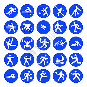 体育标志棒球体操蓝色足球男人羽毛球运动游戏举重柔道高清图片