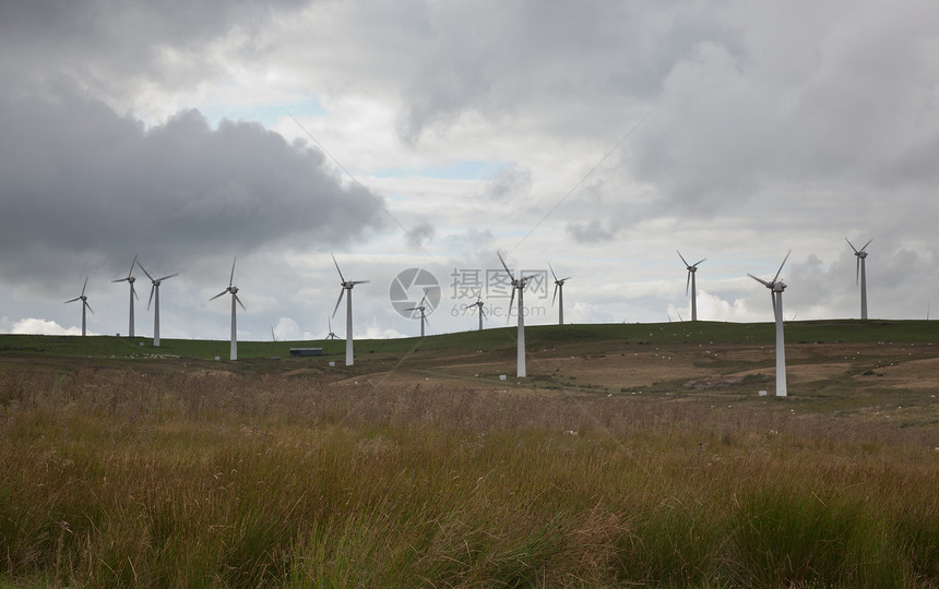 威尔士风涡轮工业技术发电机天空风力旋转活力农场涡轮机翅膀图片