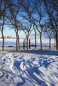 箭牌大厦芝加哥冬季结构风光天际建筑学办公楼城市都市建筑摩天大楼景观背景