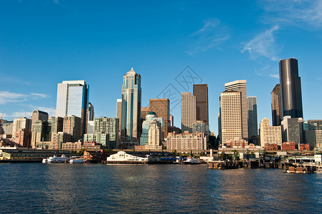艾略特湾美国西雅图市中心背景