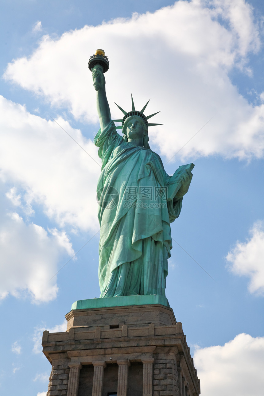 自由女神像建筑学自由旗帜港口雕像女士蓝色火炬移民历史图片