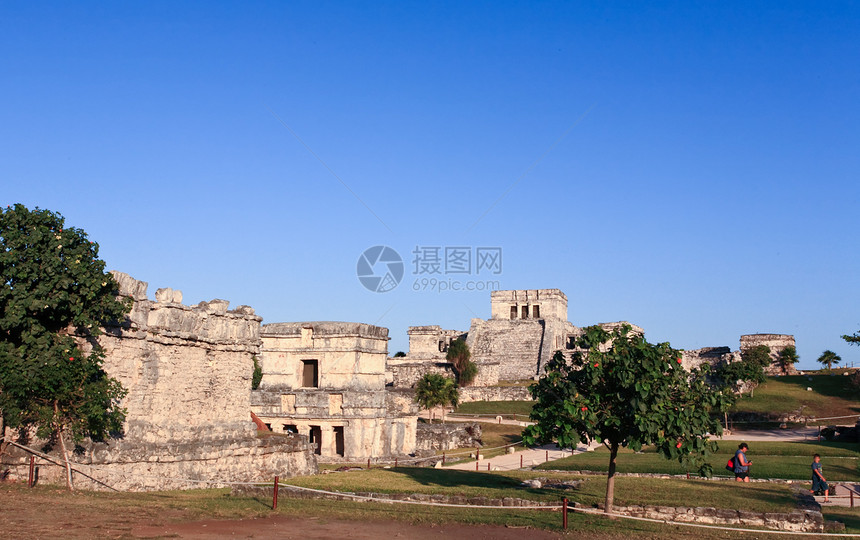 Tulum是玛雅世界最著名的地标之一楼梯假期港口访问天空宗教遗迹寺庙旅游旅行图片