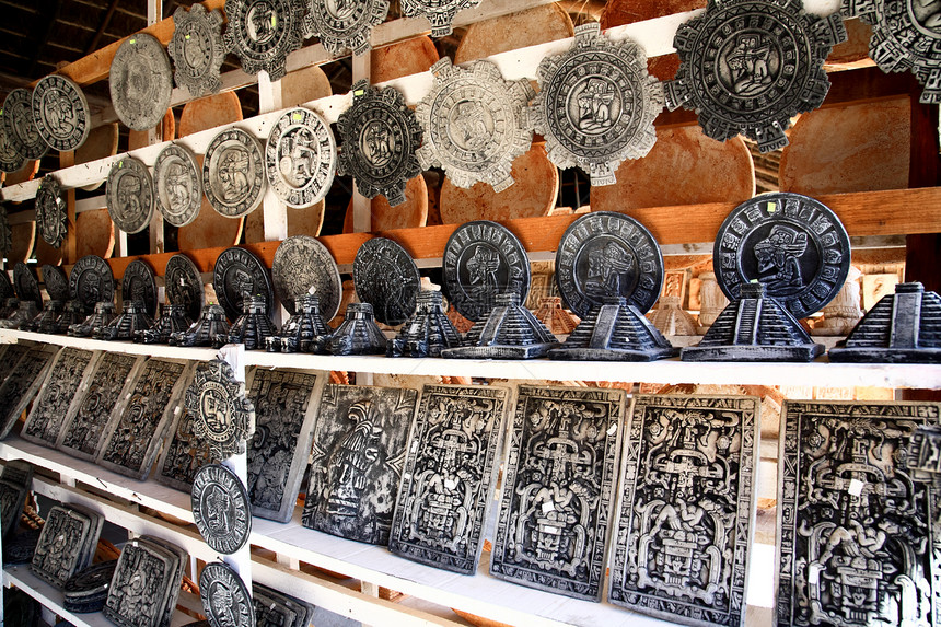 墨西哥手工艺品盘子艺术工艺雕刻木头面具石膏制品面孔宗教图片