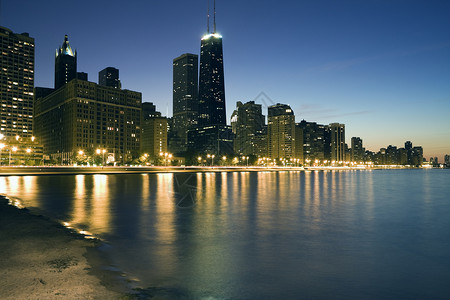 蓝色芝加哥密歇根湖高清图片