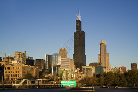 芝加哥市中心下午亮光图片