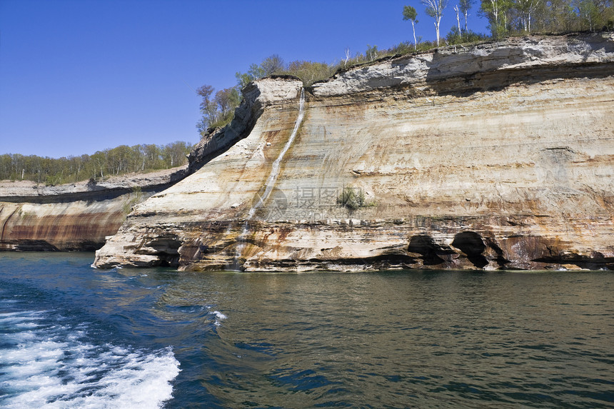 国家湖岸地区图画岩礁天空日落海滩支撑城堡瀑布国家悬崖蓝色波浪图片