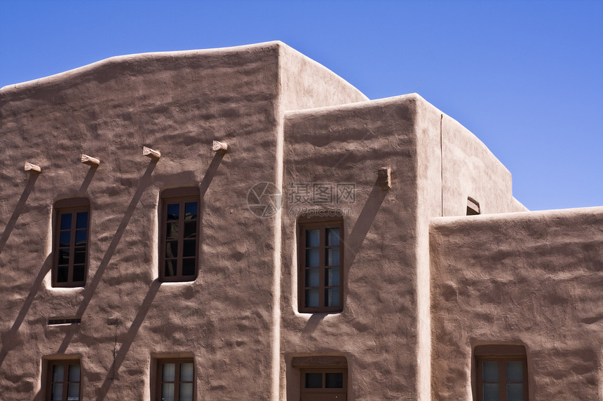 Santa Fe大楼窗户族裔建筑学土坯图片